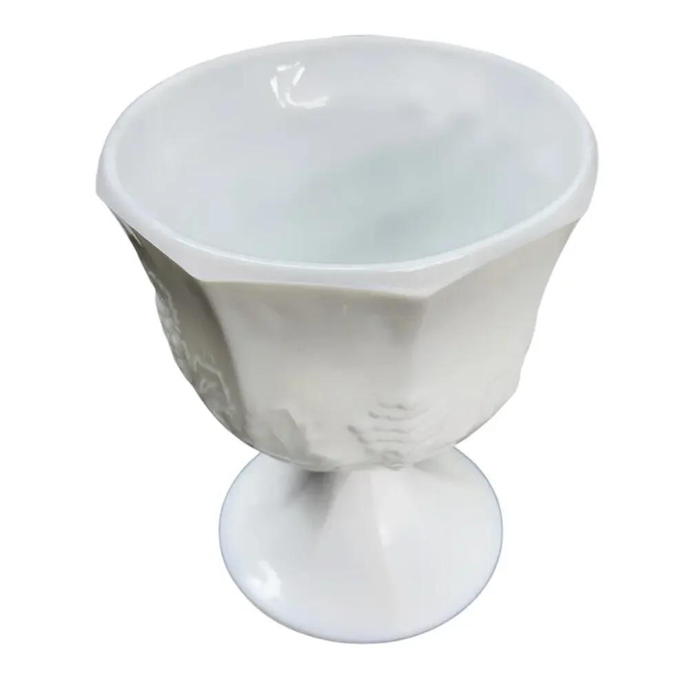Vintage Indiana Glass Milk Glass Compote Pedestal Bowl Colony Harvest Grape